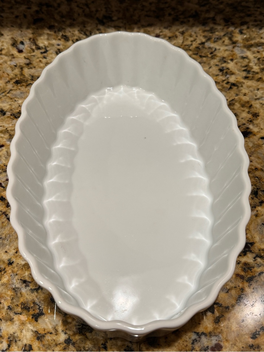 HIC: White Ceramic Oval Fluted Baking Dish - 12” x 7.5” ( 2” deep)